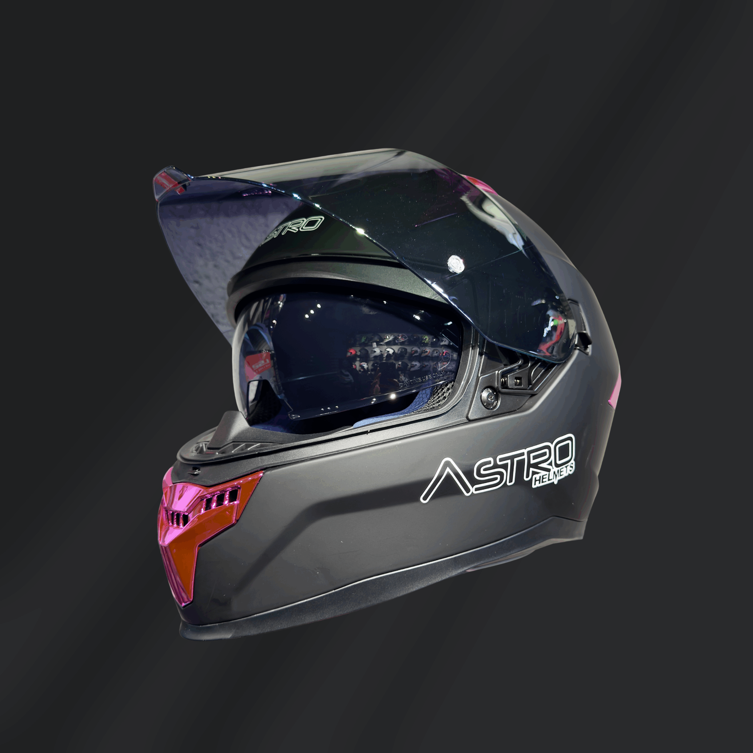 CASCO INTEGRAL ASTRO HELMETS SOLID BLACK PINK - Imagen 3